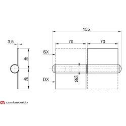 Pánt s platňou dvojdielny 140mm (ľavý) Pánt s platňou dvojdielny 140mm (ľavý)